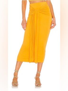 Camila Coelho Pixie Bamboo Midi Skirt Bright Yellow Size S NWOT Blogger Favorite